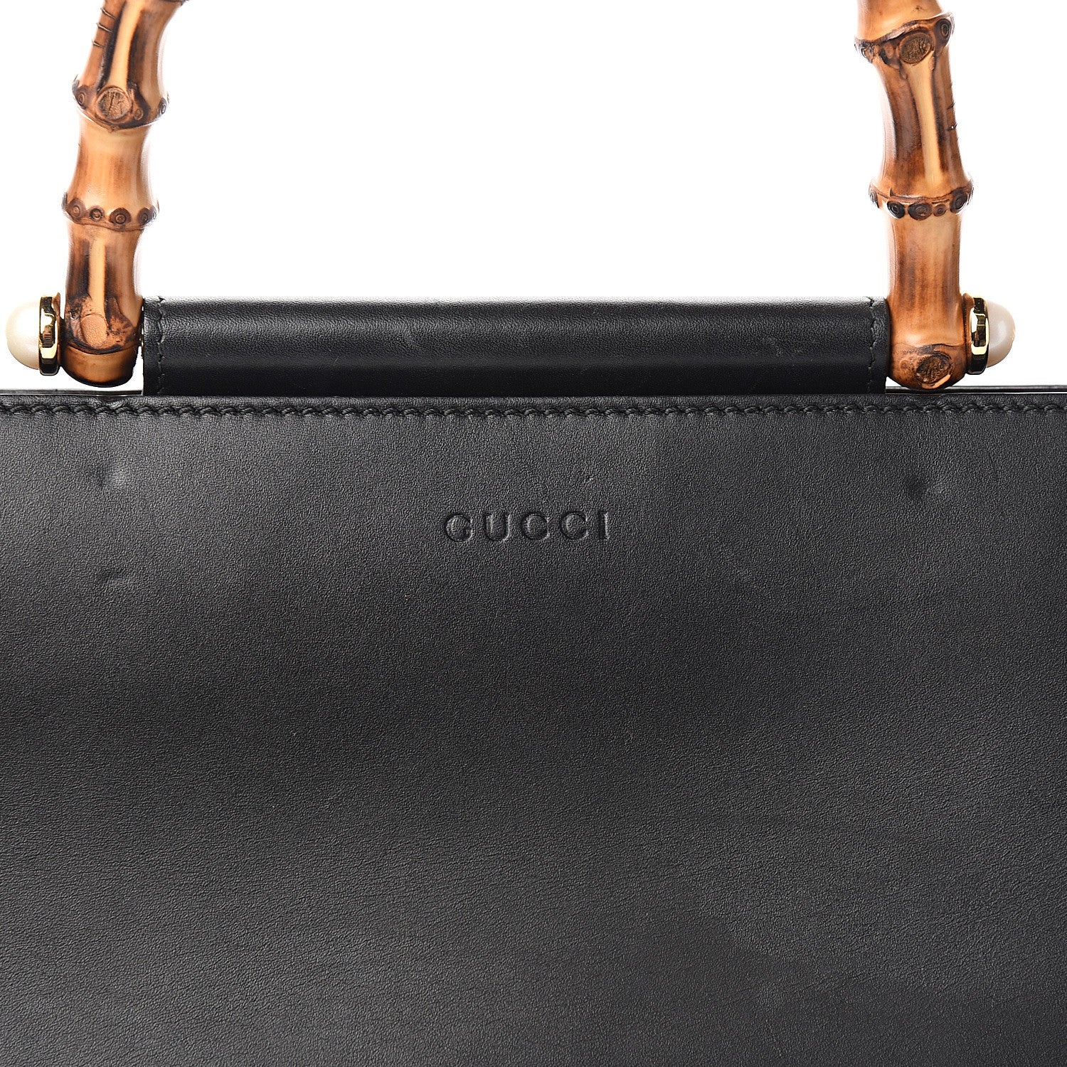Gucci Nappa Bamboo Web Medium Nymphaea Top Handle Bag Black 15 of 16