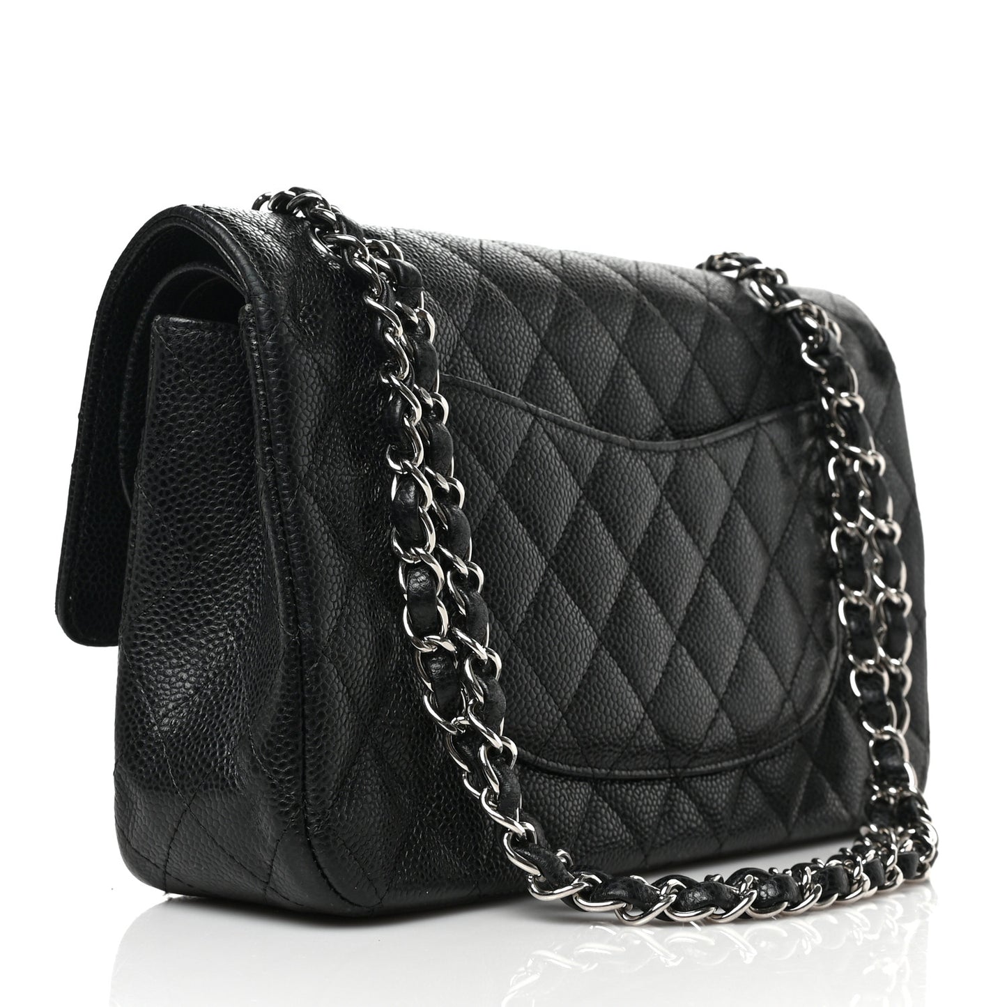 Caviar Quilted Medium Double Flap Black