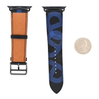 Hermes Swift Circuit 24 45mm Apple Watch Single Tour Band Black Bleu Electrique 3 of 6