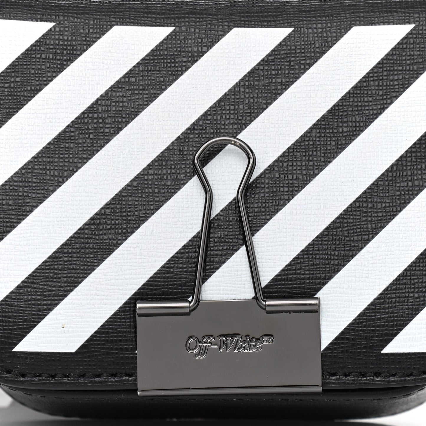 Saffiano Striped Baby Flap Black White