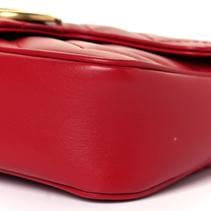 Gucci Calfskin Matelasse Super Mini GG Marmont Shoulder Bag Hibiscus Red 9 of 9