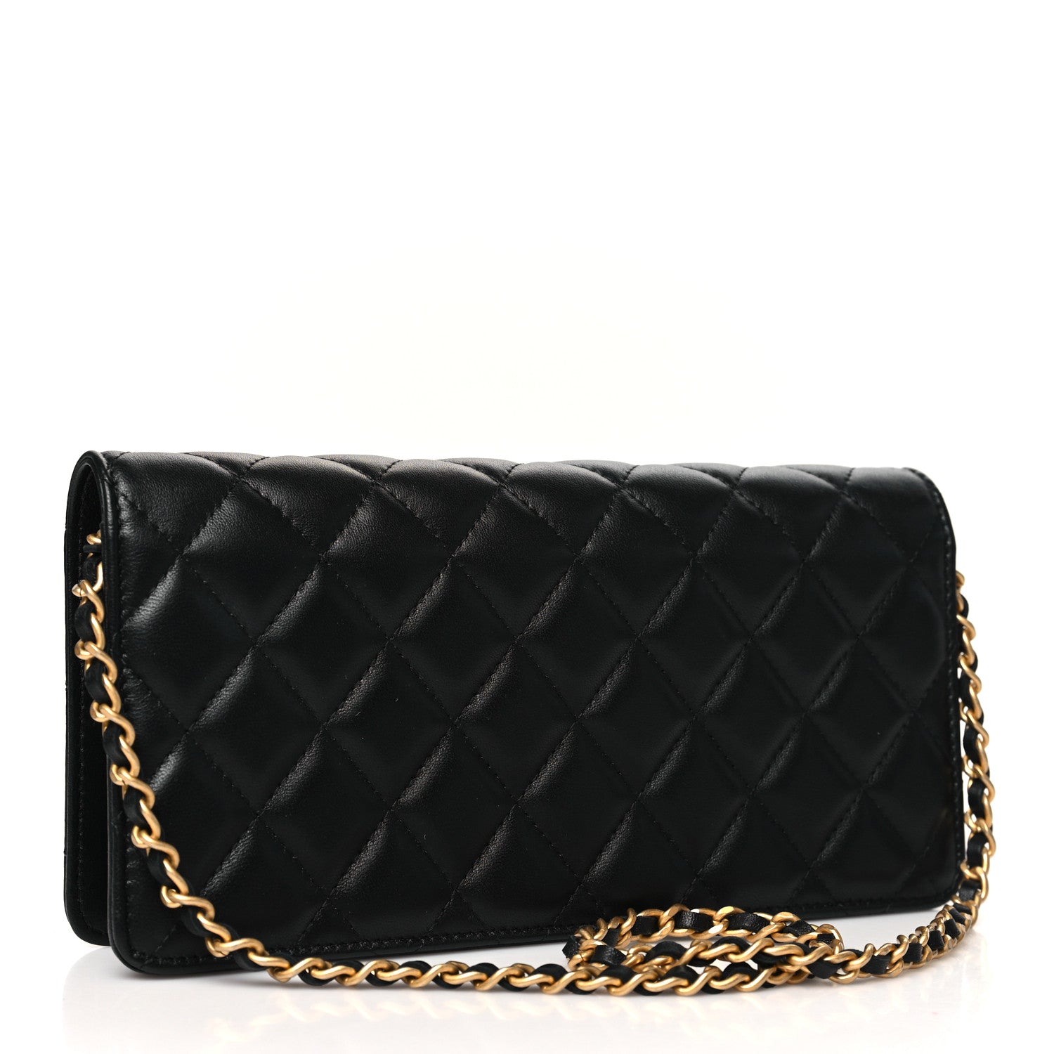 Chanel Lambskin Quilted CC Clutch On Chain Black 3 of 12