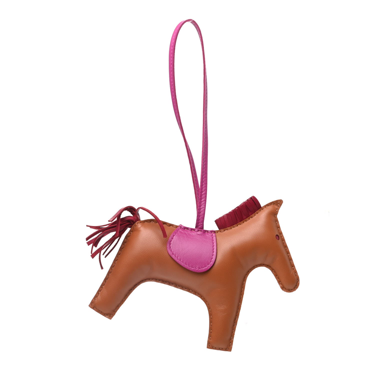 Hermes Milo Lambskin Grigri Rodeo Horse Bag Charm GM Gold Rubis Rose Pourpre 1 of 5