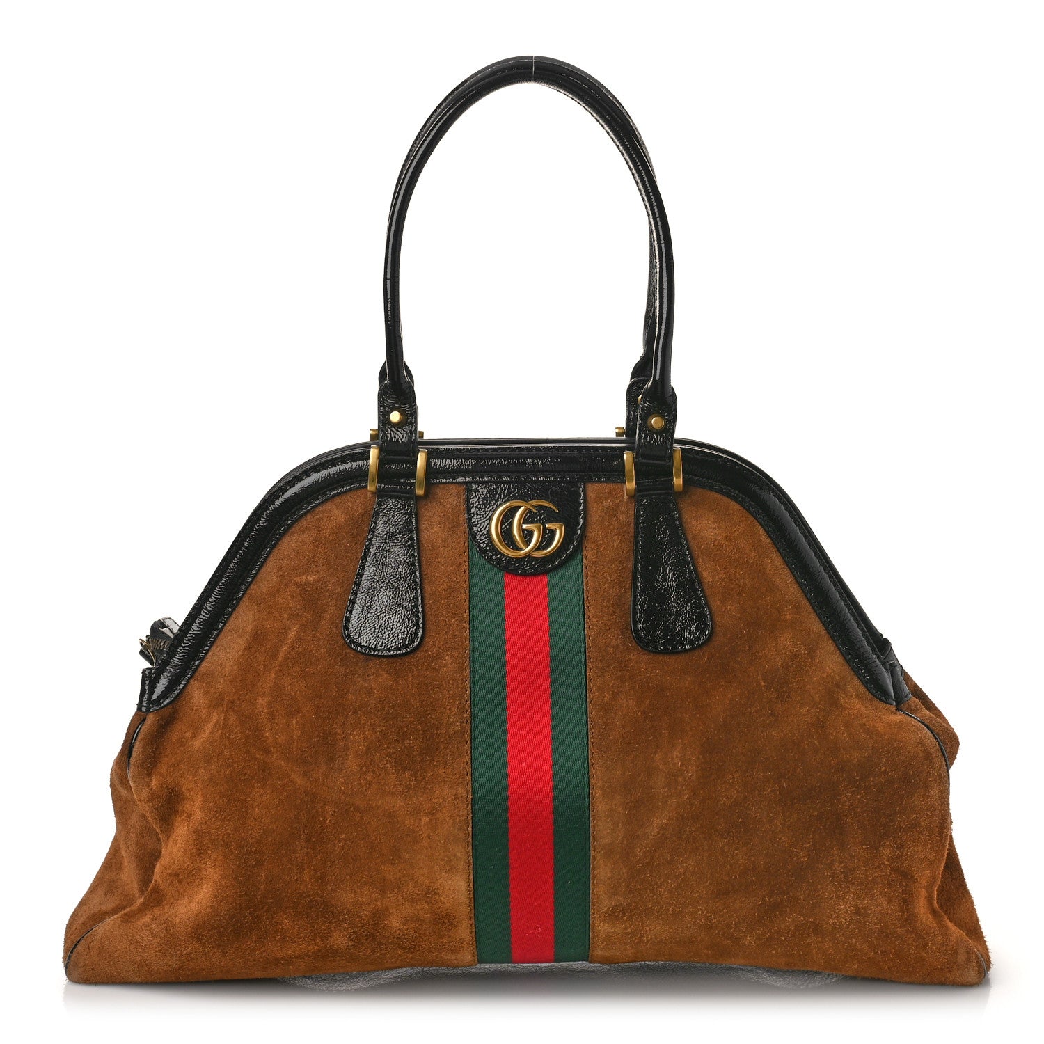 Gucci Suede Ophidia Large Re(Belle) Top Handle Bag Nocciola Black 1 of 12