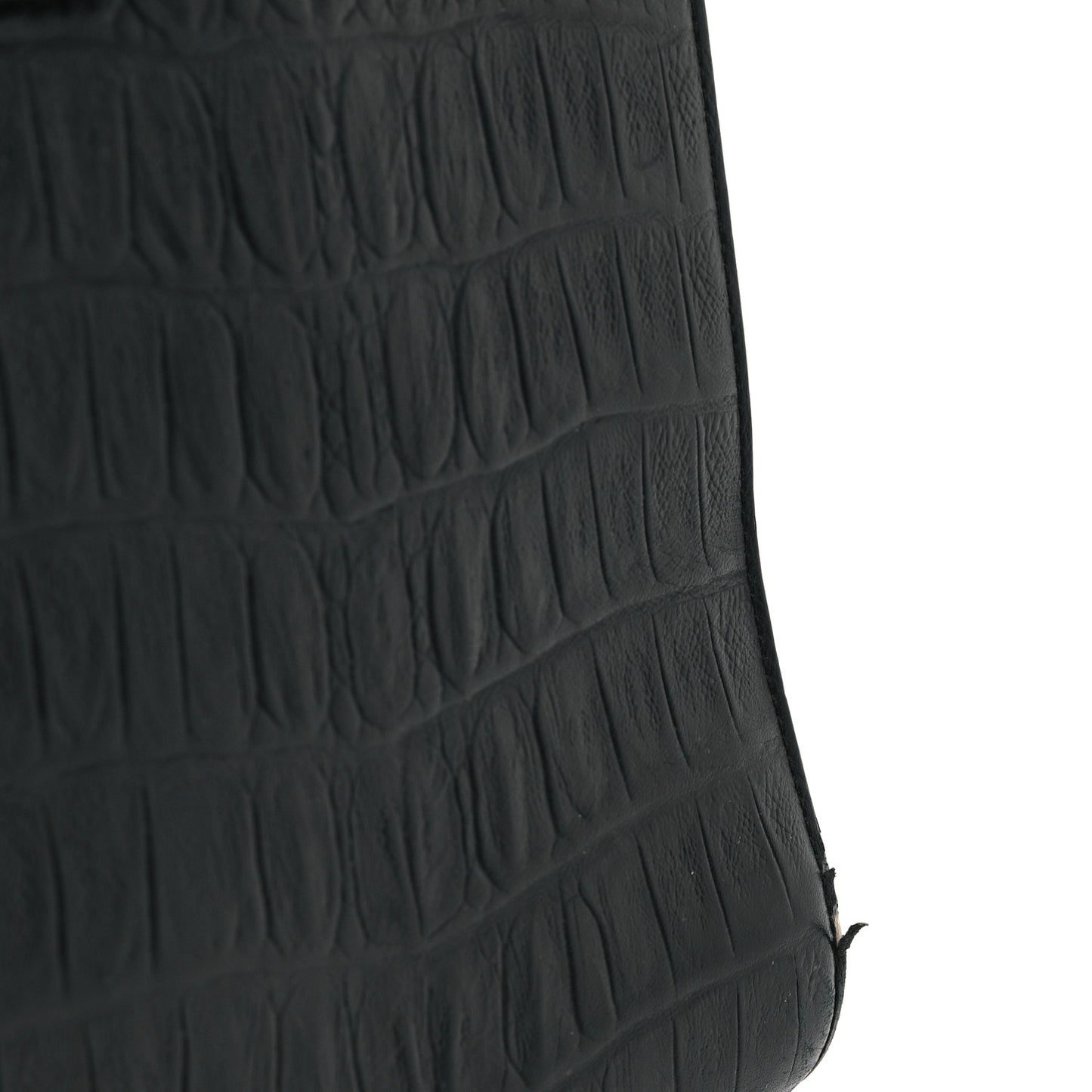 Calfskin Crocodile Embossed Large Sac De Jour Carryall Black