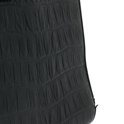 Saint Laurent Calfskin Crocodile Embossed Large Sac De Jour Carryall Black 12 of 13