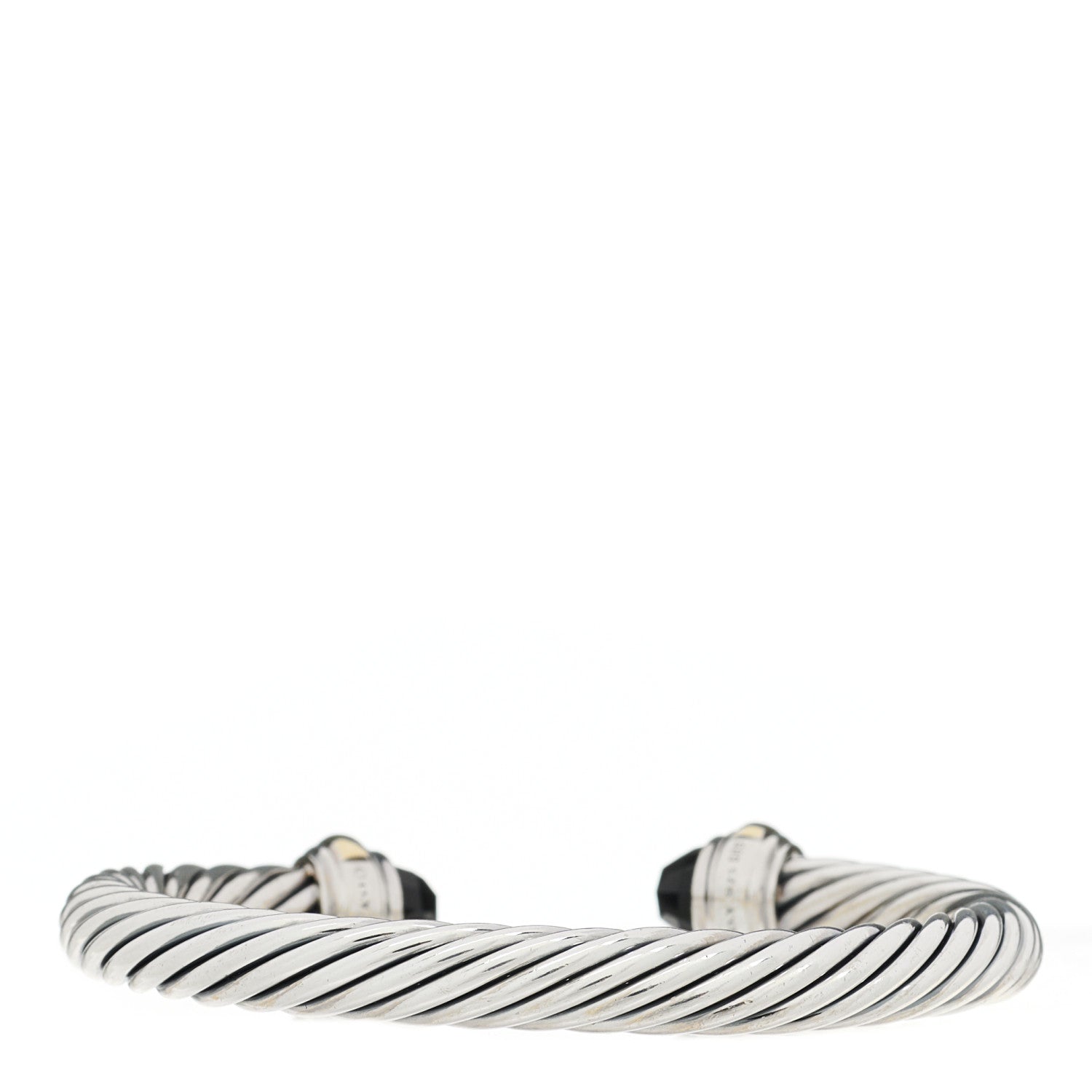 David Yurman Sterling Silver 14K Yellow Gold Black Onyx 7mm Cable Classics Bracelet 2 of 4