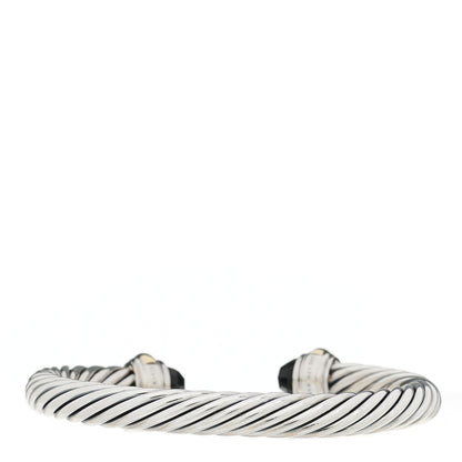 David Yurman Sterling Silver 14K Yellow Gold Black Onyx 7mm Cable Classics Bracelet 2 of 4