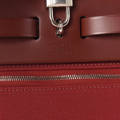 Hermes Vache Hunter Toile Herbag Zip 31 PM Rouge Grenat Rouge H 9 of 10