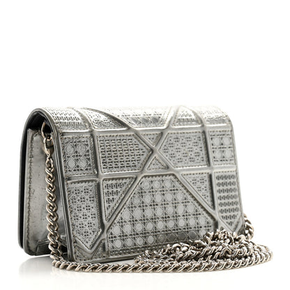 Christian Dior Metallic Patent Micro-Cannage Baby Diorama Flap Bag Silver 2 of 9
