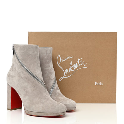 Christian Louboutin Veau Velours Birgitta 100 Zip Around Ankle Bootie 39 Fume 9 of 9