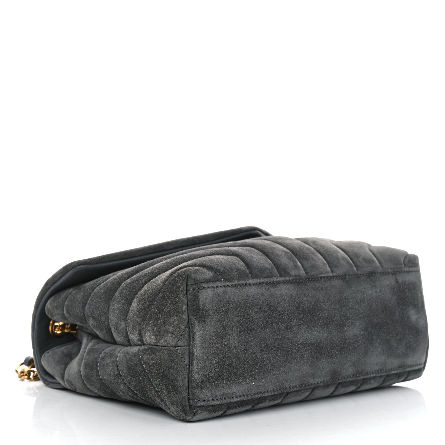 Saint Laurent Suede Calfskin Y Quilted Monogram Small Loulou Chain Satchel Storm 4 of 11