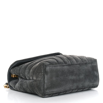 Saint Laurent Suede Calfskin Y Quilted Monogram Small Loulou Chain Satchel Storm 4 of 11