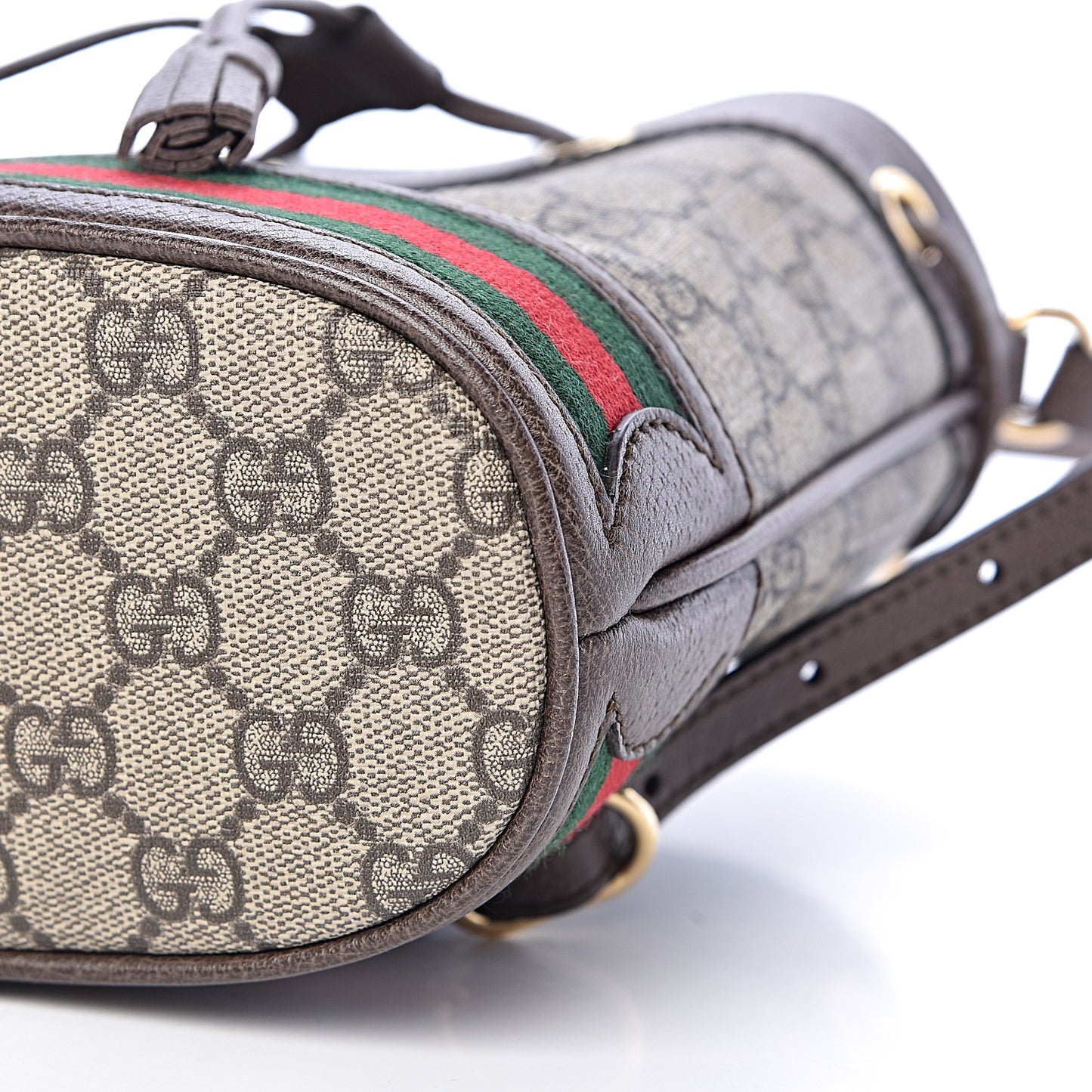 GG Supreme Monogram Web Mini Ophidia Bucket Bag Brown