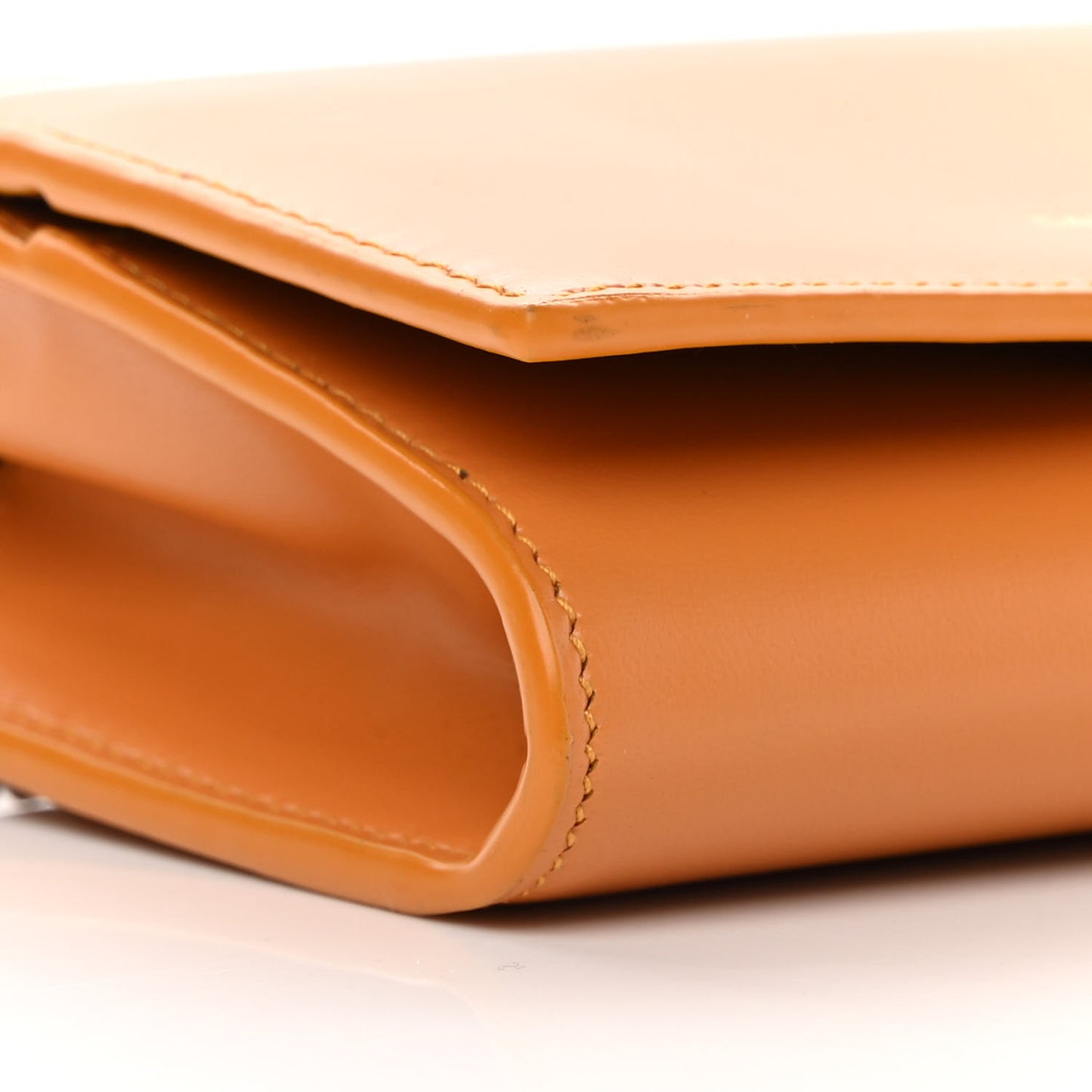 Calfskin Monogram Chain Card Case Orange