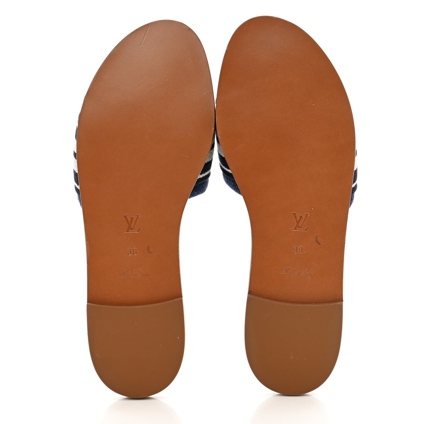 Canvas Calfskin Lock It Flat Mules 38 Blue