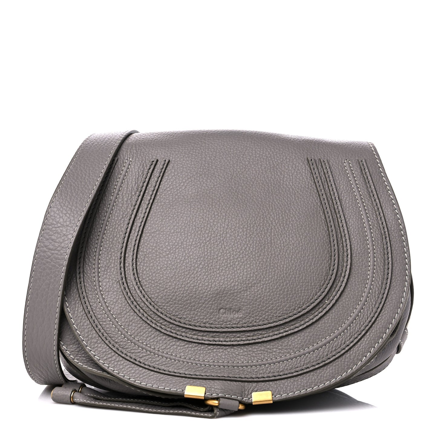 Calfskin Medium Marcie Round Crossbody Bag Cashmere Grey