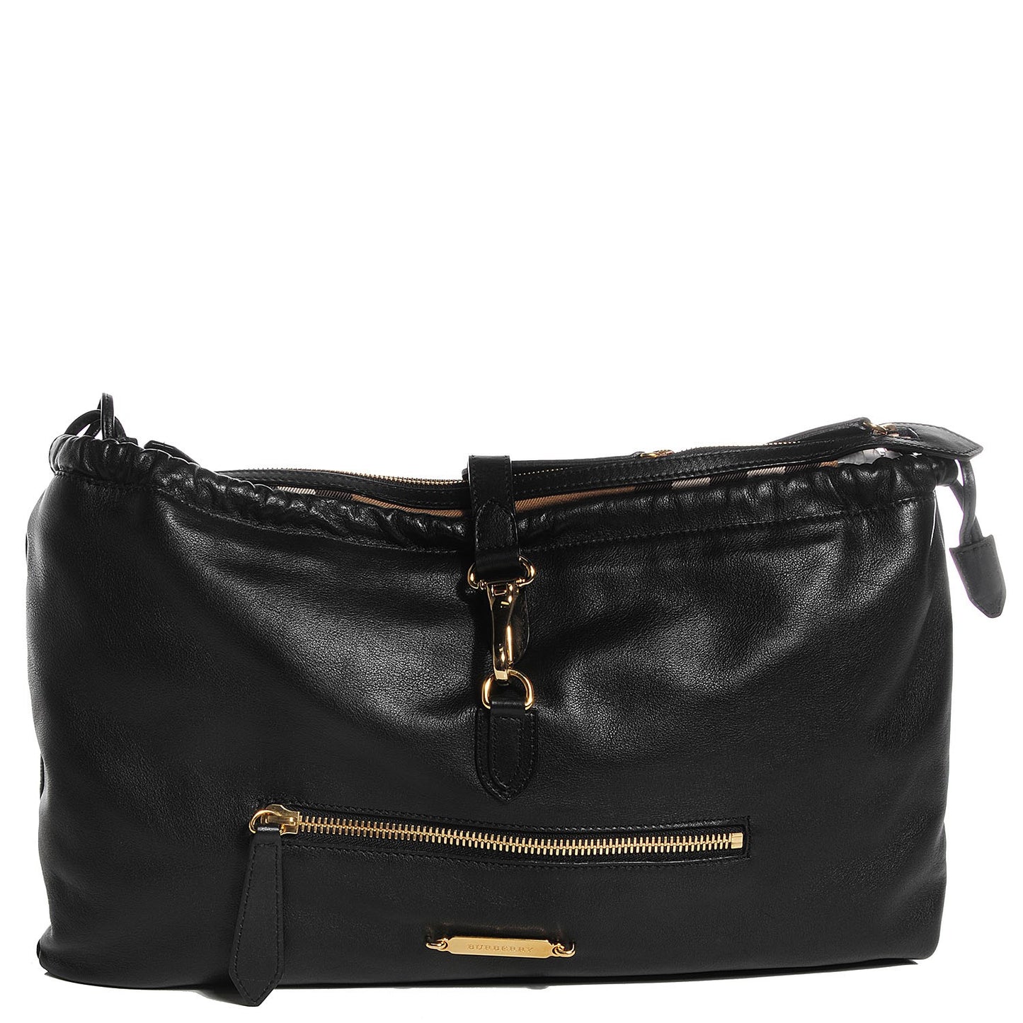 Soft Bridle Calfskin Long Crush Hobo Black