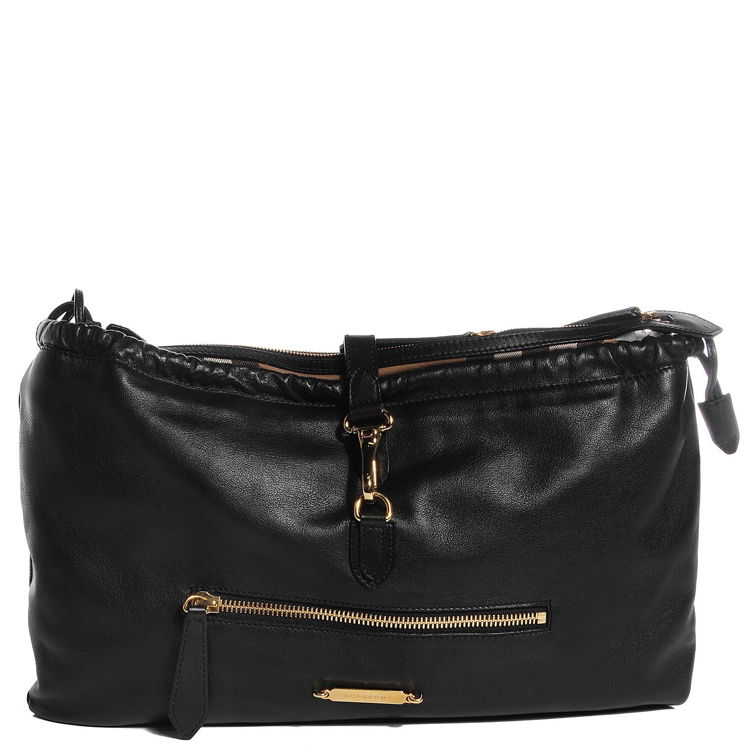 Burberry Soft Bridle Calfskin Long Crush Hobo Black 1 of 8