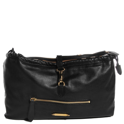 Burberry Soft Bridle Calfskin Long Crush Hobo Black 1 of 8
