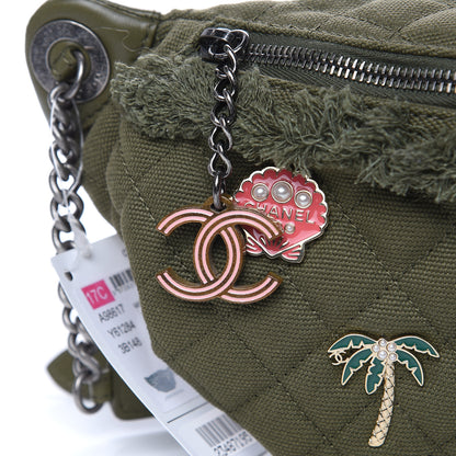 Chanel Canvas Lambskin Quilted Coco Cuba Charms Waist Bag Khaki 10 of 10