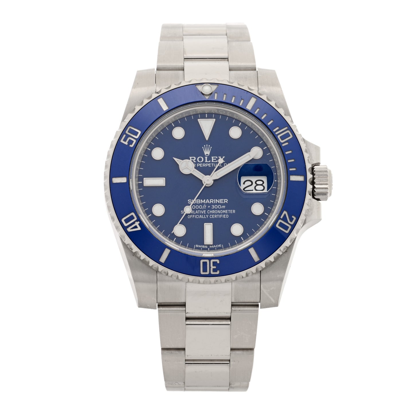 18K White Gold 40mm Oyster Perpetual Submariner Smurf Watch Royal Blue 116619LB