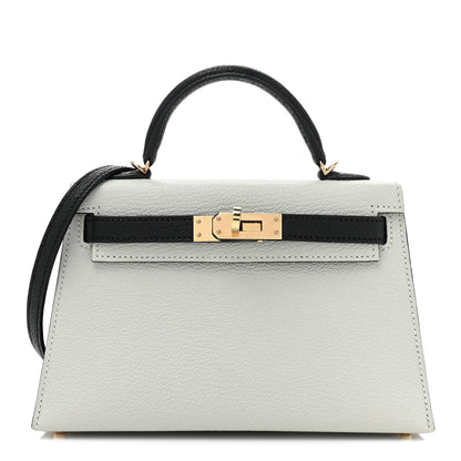 Hermes Chevre Mysore Horseshoe Mini Kelly Sellier 20 Gris Perle Black 1 of 14