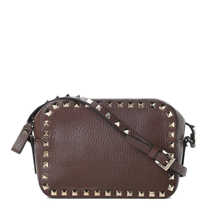 Valentino Garavani Pebbled Calfskin Rockstud Camera Crossbody Bag Cacao 1 of 10