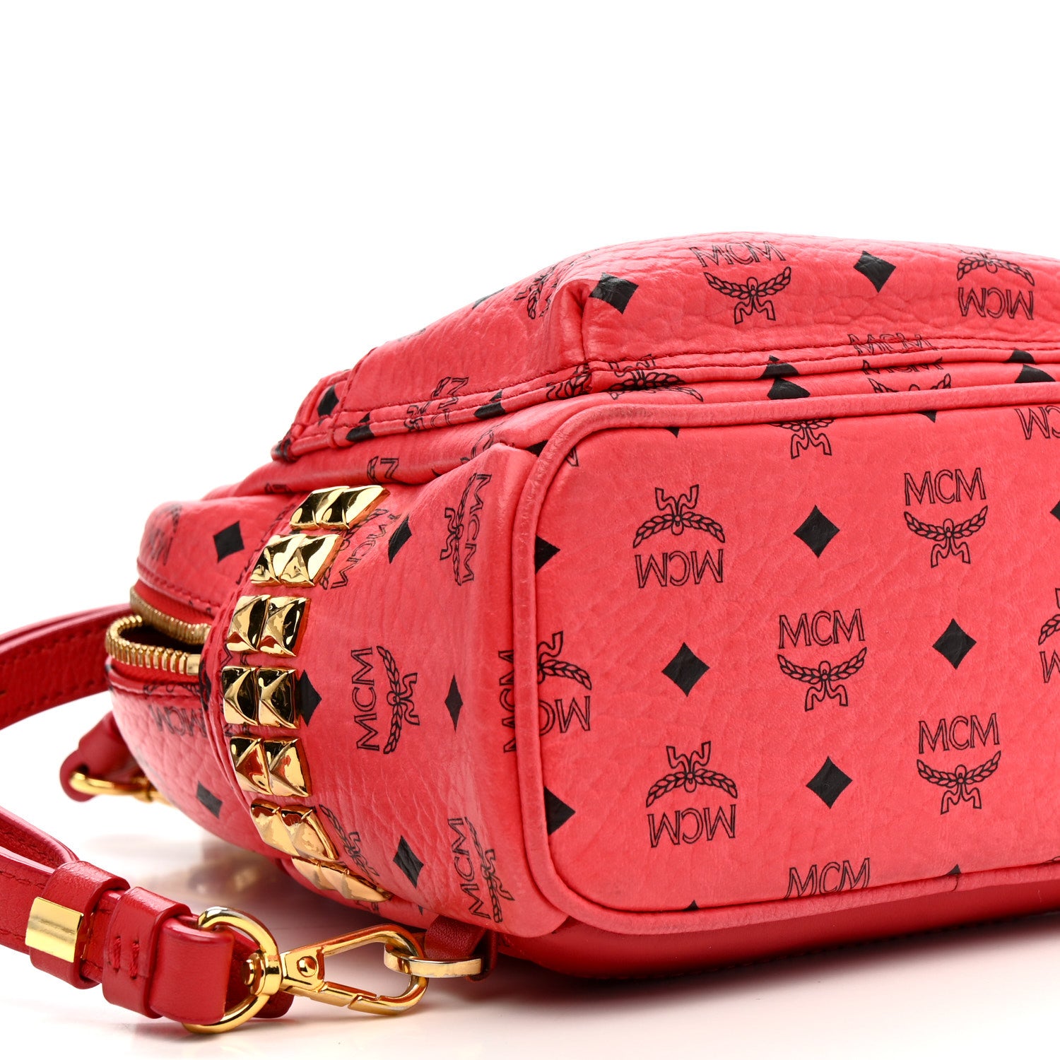 MCM Visetos Side Stud X-Mini Stark Bebe Boo Backpack Corail 8 of 13