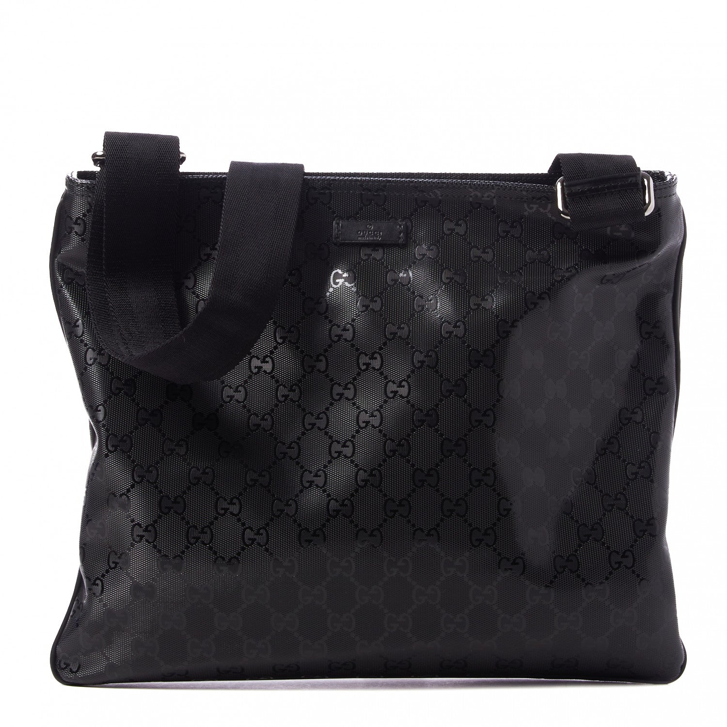 Gucci Imprime Monogram Medium Flat Messenger Bag Black 1 of 8