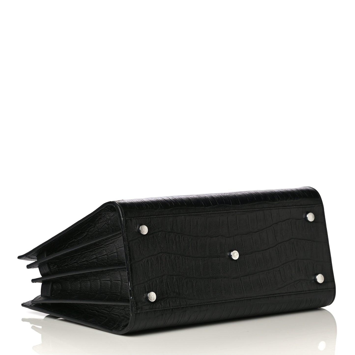 Calfskin Crocodile Embossed Small Sac de Jour Black
