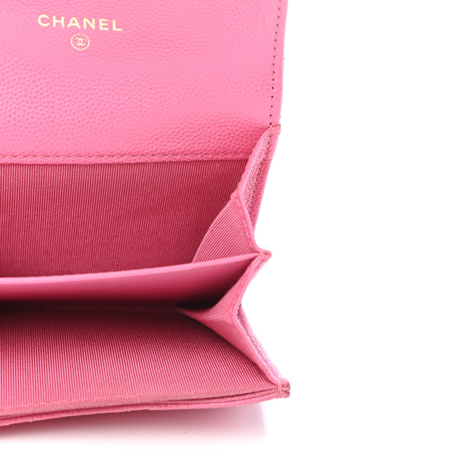 Caviar Quilted Flap Card Holder Pink