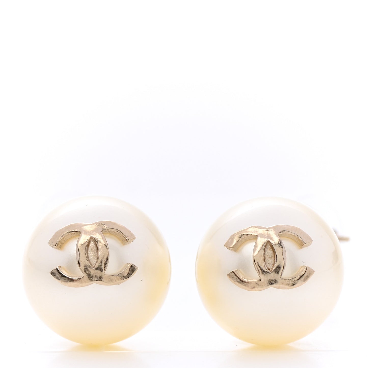 Pearl CC Chain Drop Earrings Gold