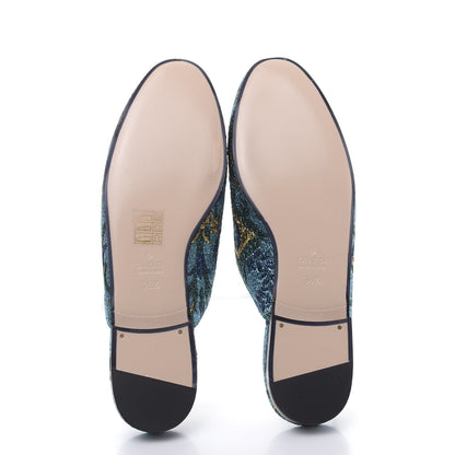 Gucci Iridescent Brocade Womens Princetown Slippers 36.5 Azure Multicolor Oro 5 of 10