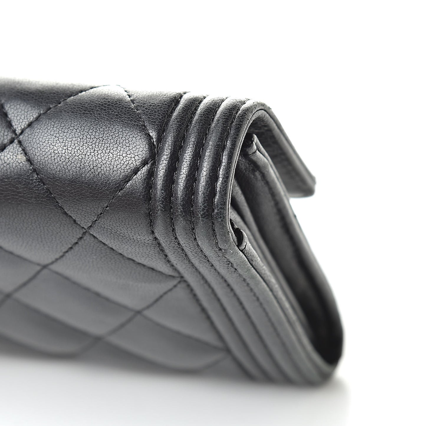 Lambskin Quilted Boy Flap Wallet Black