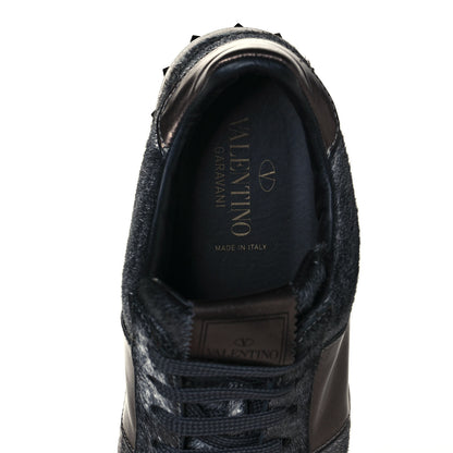 Valentino Garavani Pony Hair Metallic Calfskin Flycrew Sneakers 38 Gray 7 of 7