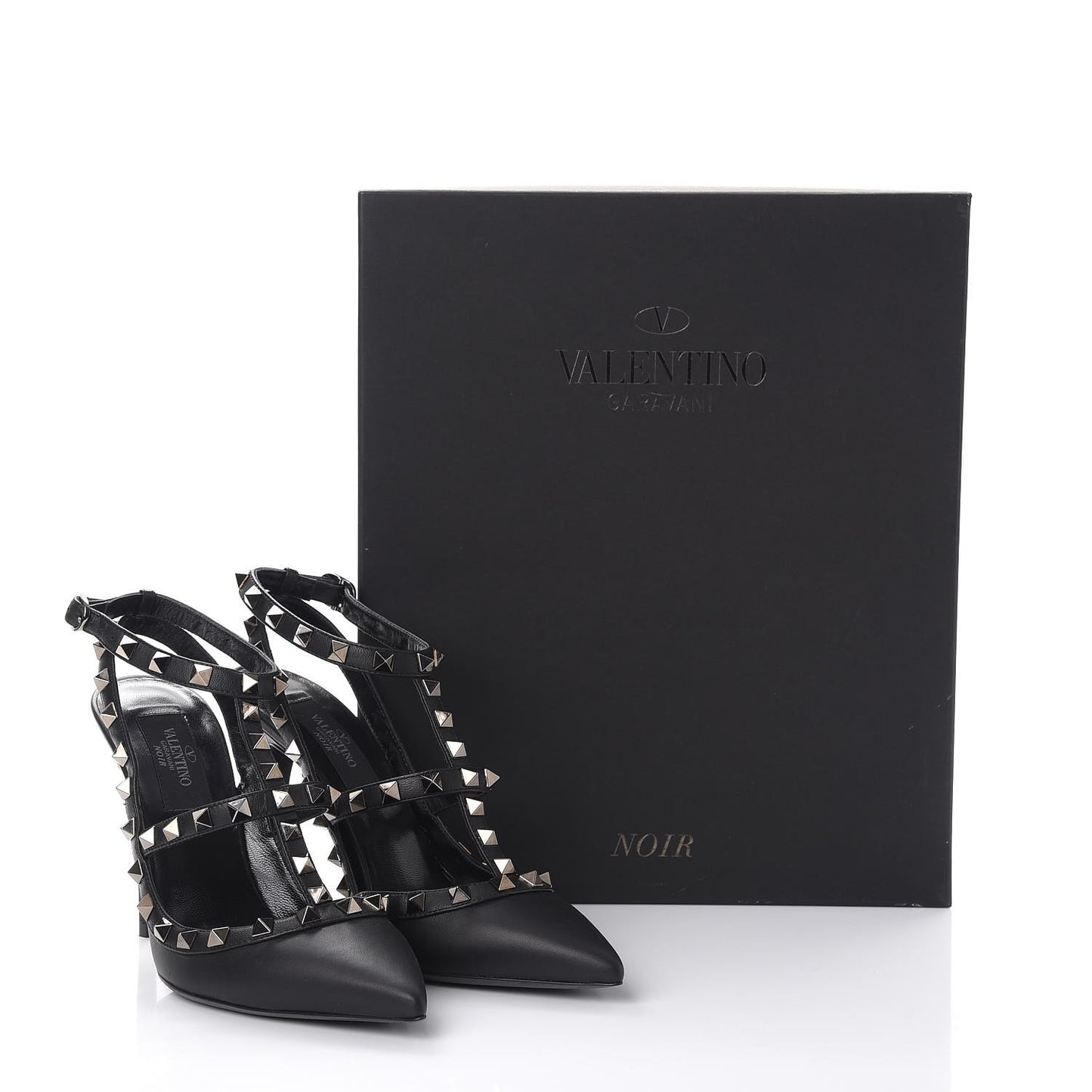 Nappa Rockstud Ankle Strap Pumps 36.5 Black