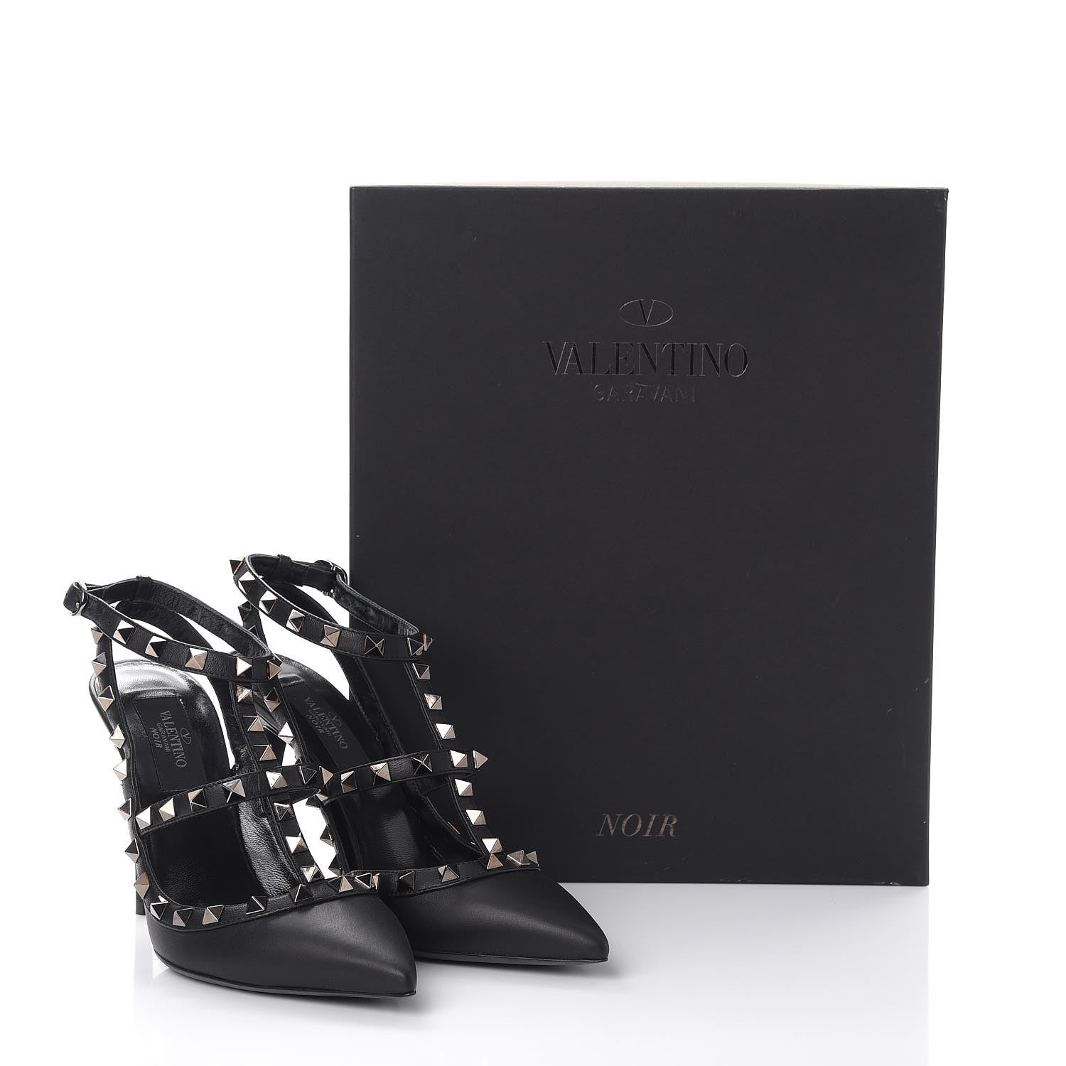 Valentino Garavani Nappa Rockstud Ankle Strap Pumps 36.5 Black 10 of 10