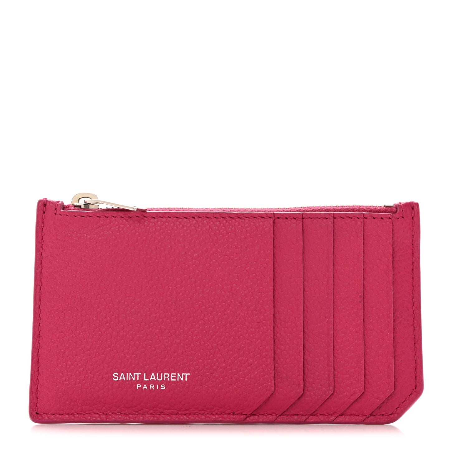 Grained Calfskin 5 Fragments Zip Pouch Card Holder Bubblegum