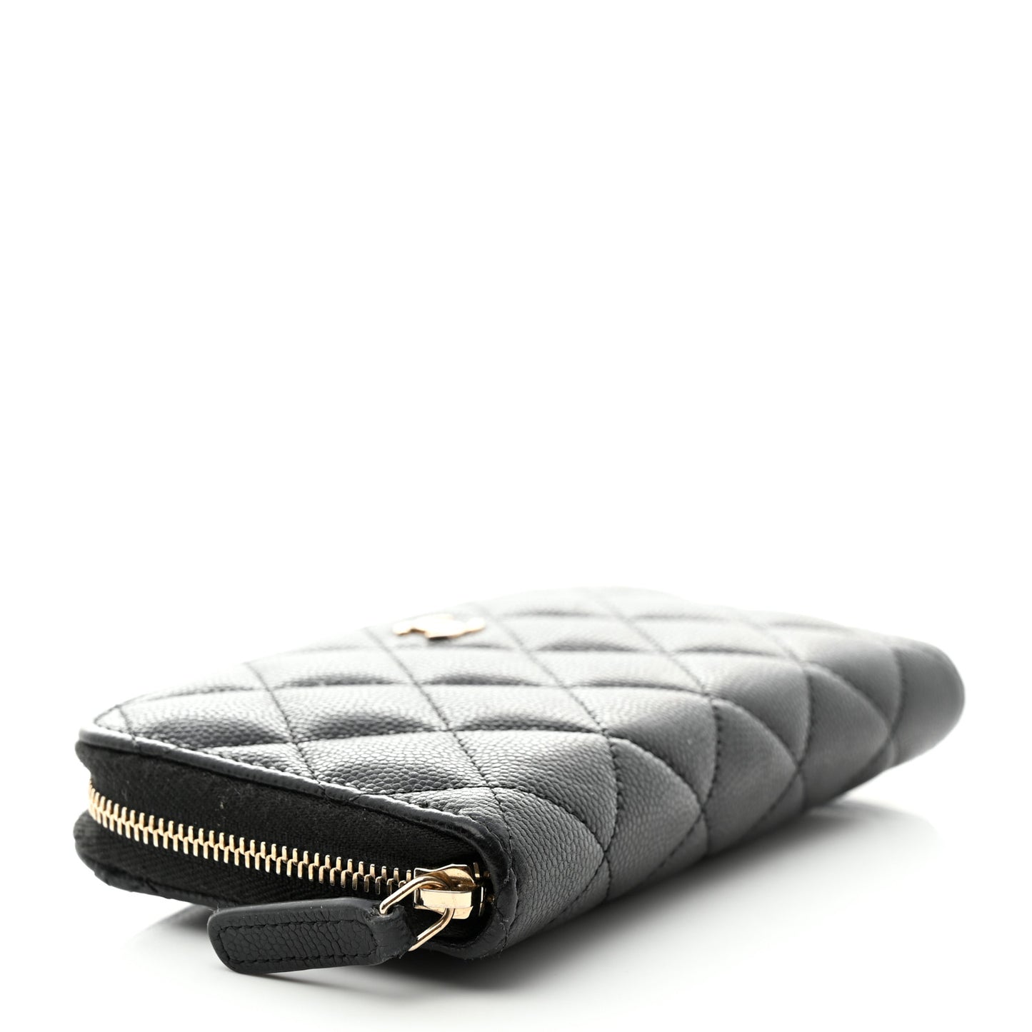 Caviar Quilted Medium Zip Around Wallet Black