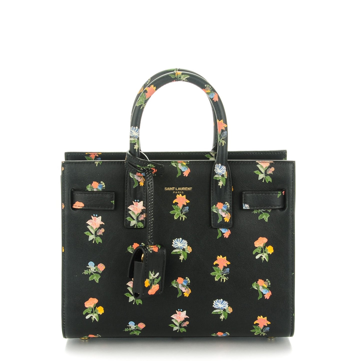 Calfskin Prairie Printed Nano Sac De Jour Black