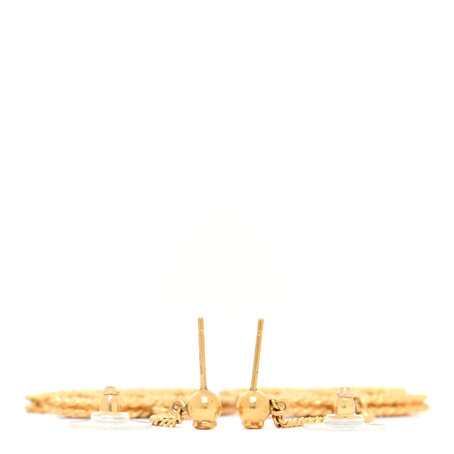 Chanel CC Drop Earrings Matte Gold 3 of 5