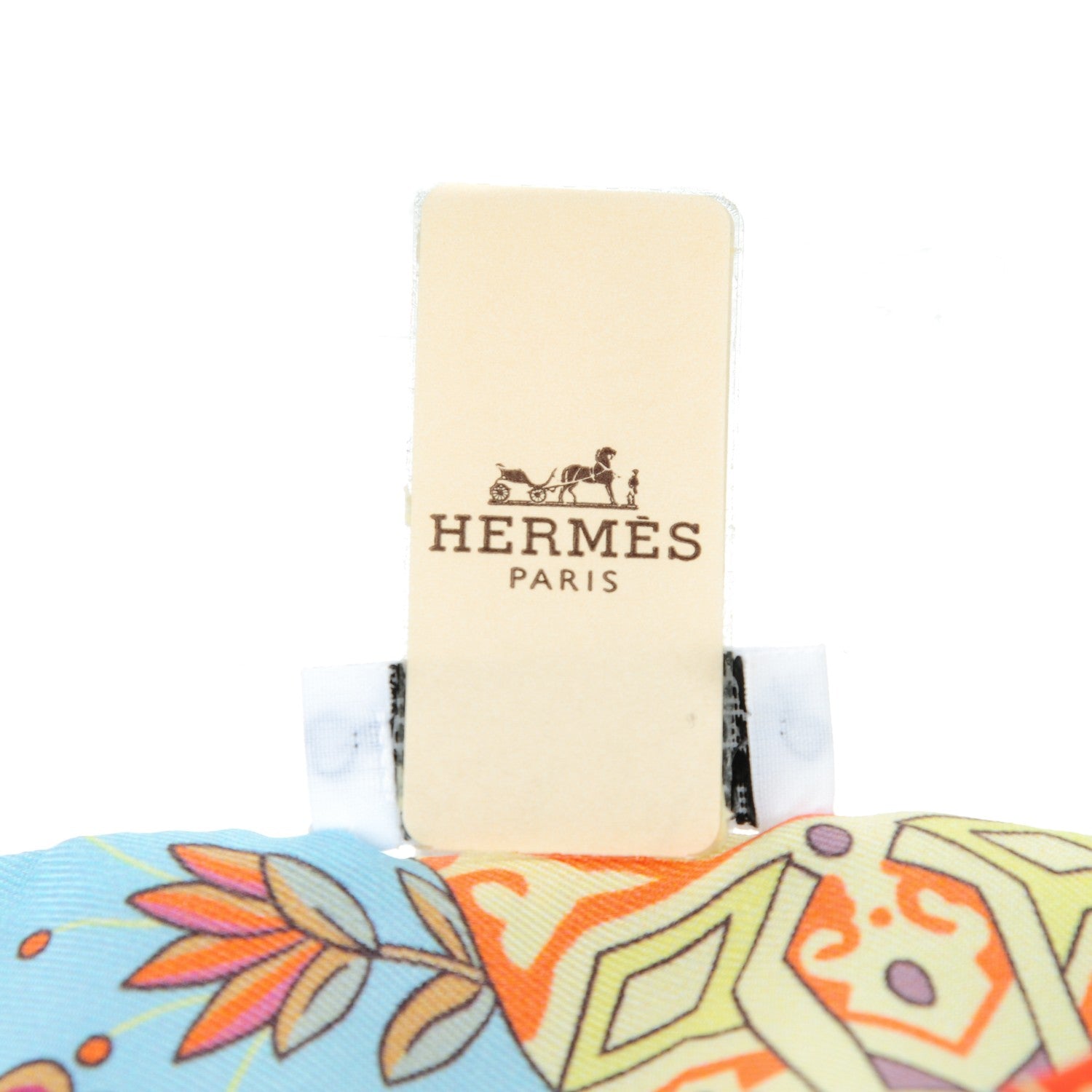 Hermes Silk Fleurs et Papillons de Tissus Twilly Bleu Ciel Corail Jaune 5 of 7