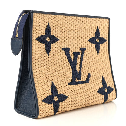 Louis Vuitton Raffia Calfskin Monogram Giant Toiletry Pouch 26 Blue 3 of 6