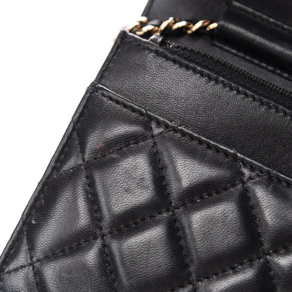 Chanel Lambskin Quilted Chain Around Wallet On Chain WOC Black 10 of 19