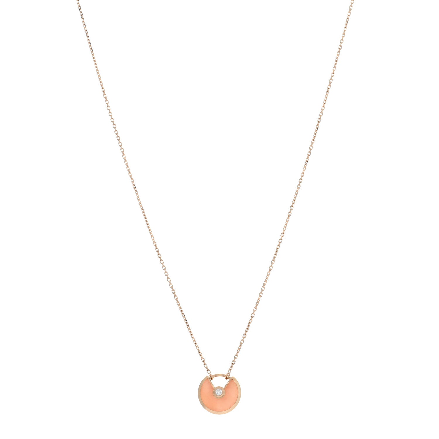 Cartier 18K Pink Gold Diamond Pink Opal XS Amulette de Cartier Pendant Necklace 1 of 4