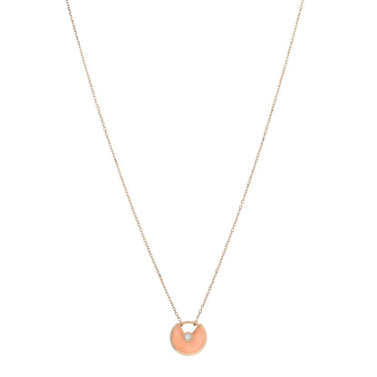 Cartier 18K Pink Gold Diamond Pink Opal XS Amulette de Cartier Pendant Necklace 1 of 4