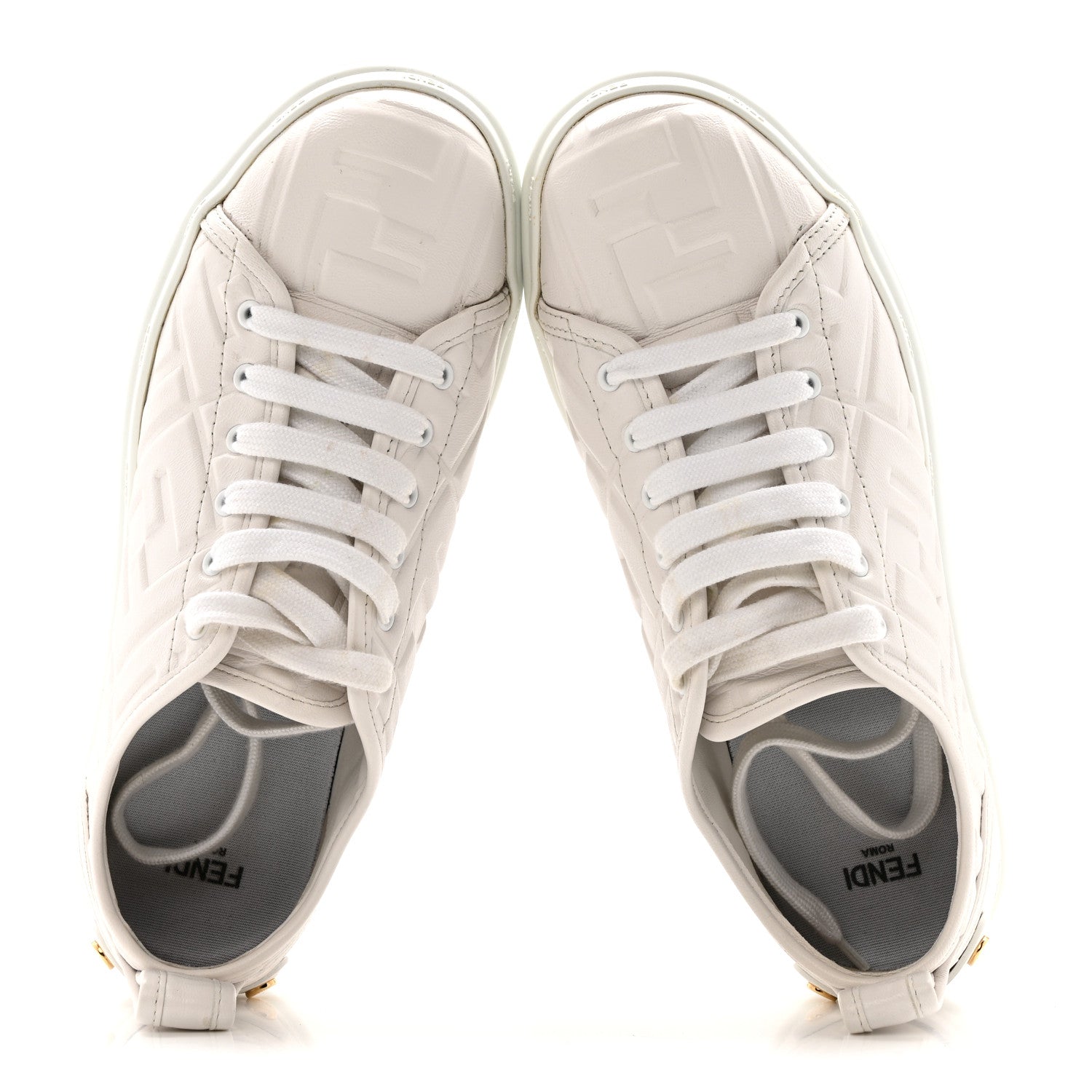 Fendi Lambksin FF Embossed Rise Low Top Sneakers 36.5 Ultra White 3 of 30