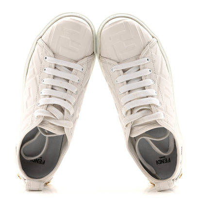 Fendi Lambksin FF Embossed Rise Low Top Sneakers 36.5 Ultra White 3 of 30