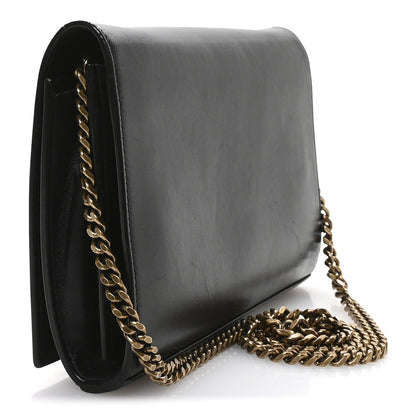 Saint Laurent Smooth Calfskin Tri-Metal Cassandre Wallet On Chain WOC Black 3 of 12